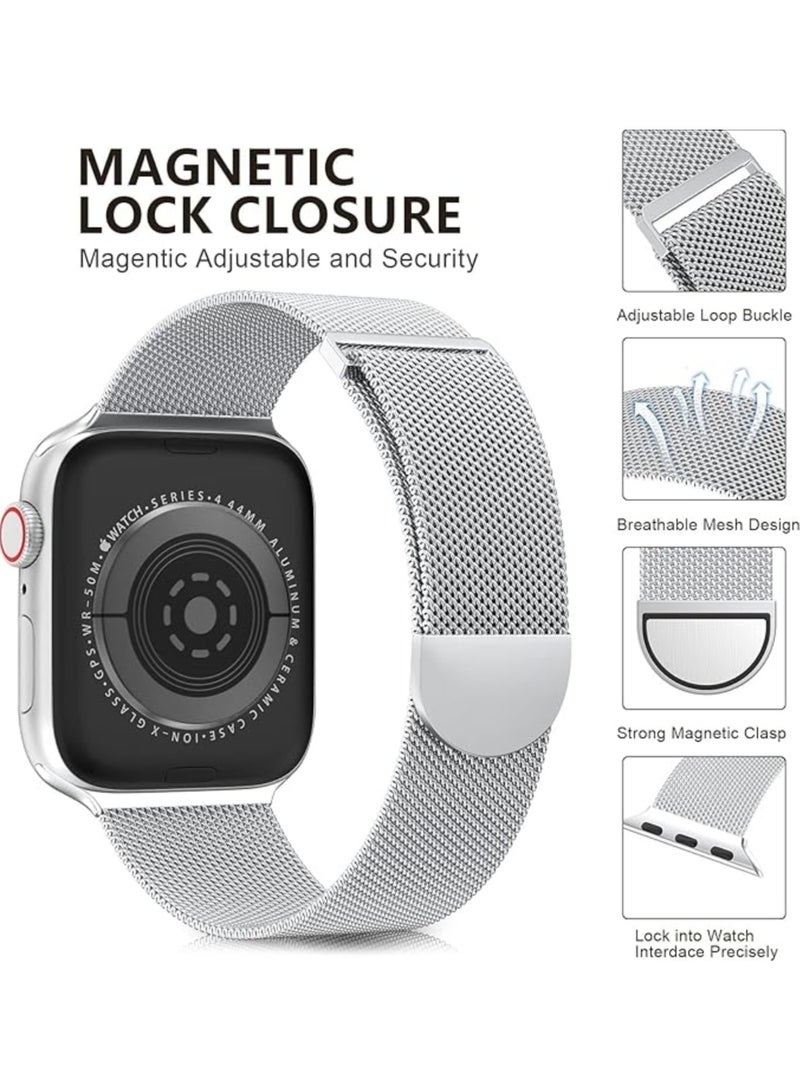 BEILINGDUN Compatible with Apple Watch Strap 49mm 46mm 45mm 44mm 42mm 41mm 40mm 38mm Women Men, Milanese Loop Apple Watch Band Ultra 3/2/1 SE3/2/1 iwatch Series 11 10 9 8 7 6 5 4 3 2 1 - Image 2